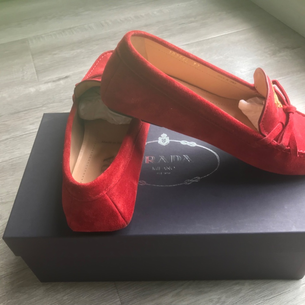 Brick Red Prada Driving Shoe - Loafers - Picture 5 of 12